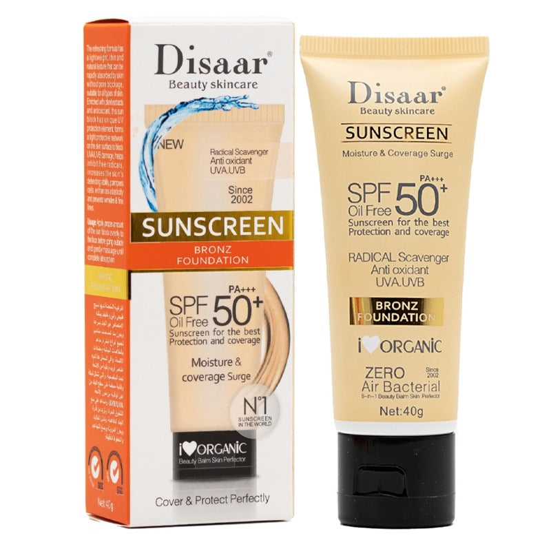 DISAAR SUNSCREEN BRONZ FOUNDATION SPF50+ PA+++ OIL FREE PROTECTION SUNBLOCK 40G